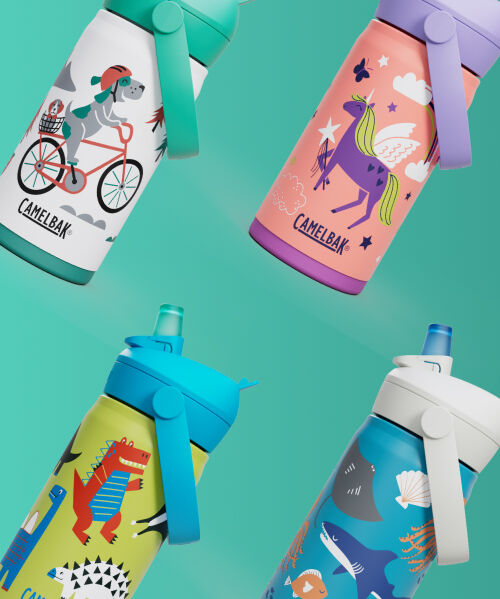Kids Bottles with blue background