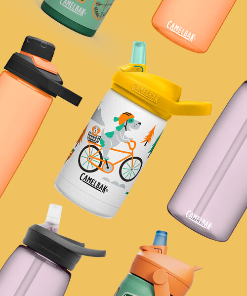 multiple bottles on a yellow background