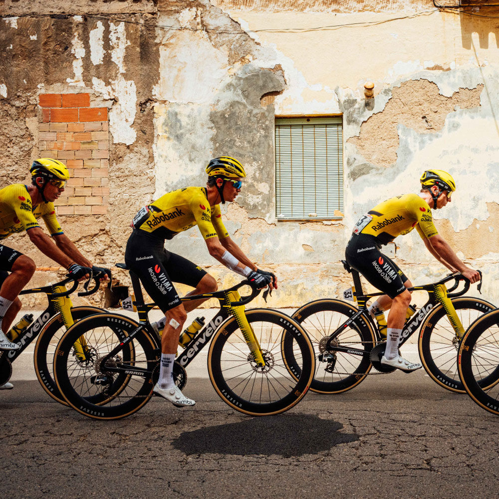 Close up bikers in Tour De France